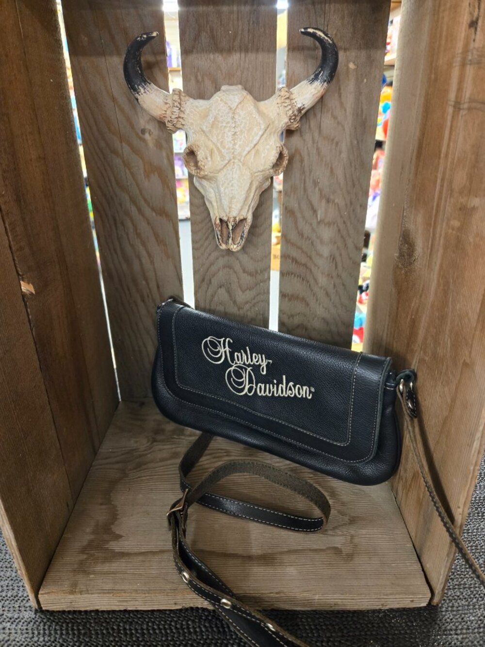 Ladies Harley Davidson Black Leather Purse